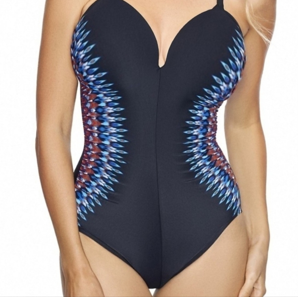 NEW Miraclesuit Swimsuit Nepali Temptation Size 14 Slimming Black Red Blue
